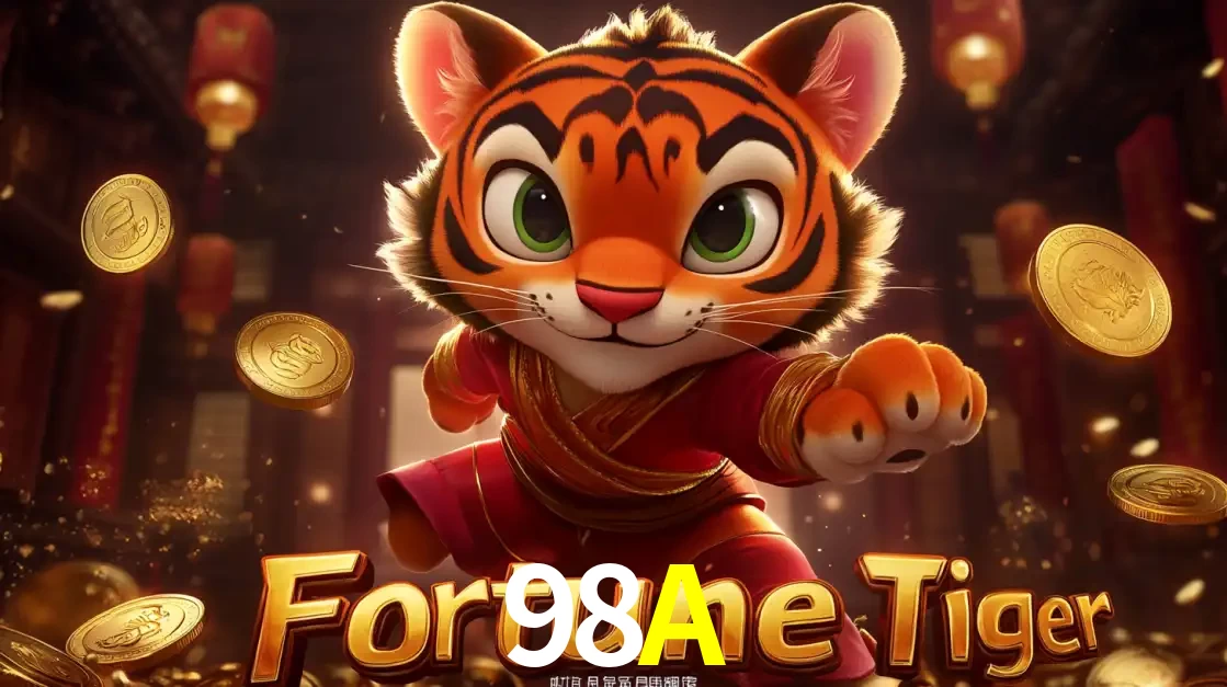 O carismático mascote do jogo de slot Fortune Tiger, um tigre fofo em pose de artes marciais, pronto para trazer sorte e multiplicadores de ganhos no cassino online 98A.
